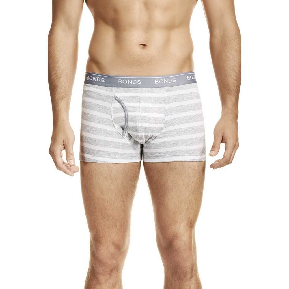 5 x Mens Bonds Striped Guyfront Trunks Underwear White/Grey Mzuqi