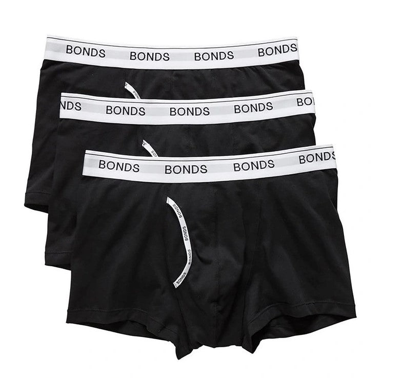 3 x Bonds Guyfront Trunks Mens Underwear Undies Black/White