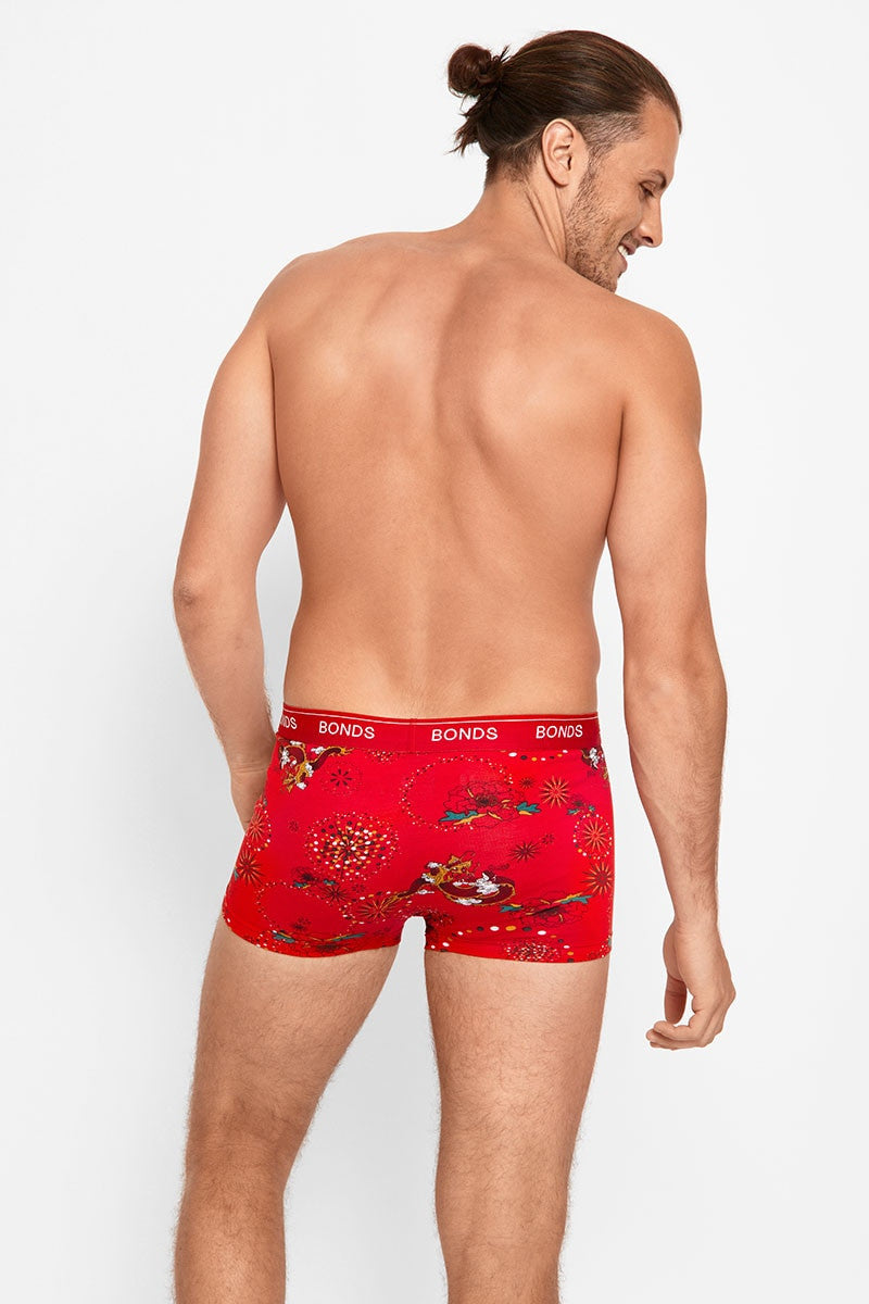 6 x Mens Bonds Guyfront Trunks Underwear Red Lucky Dragon