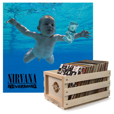 Crosley Record Storage Crate & Nirvana Nevermind - Vinyl Album Bundle