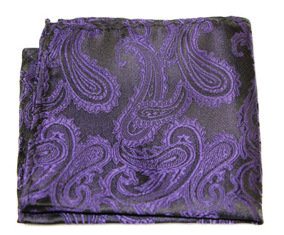 Mens Purple & Black Paisley Pocket Square