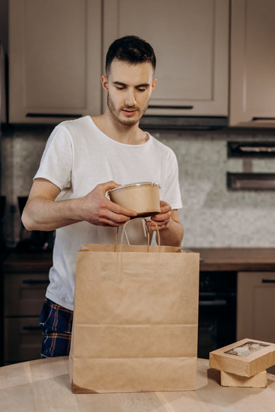 50 X Brown Twisted Handle Kraft Paper Bags Size Medium