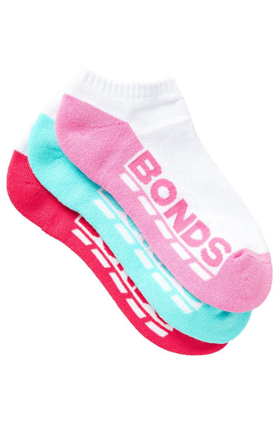 12 Pairs Bonds Kids Socks Girls Low Cut Sports White Pink Aqua Red 12K