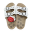 Womens Homyped Raven White Sandals Slip On Wide Shoes Flats