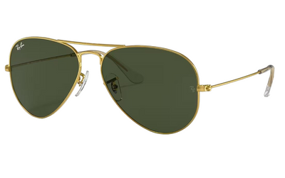 Mens Ray Ban Sunglasses Rb3025 Aviator Classic Polished Gold/ Green Sunnies