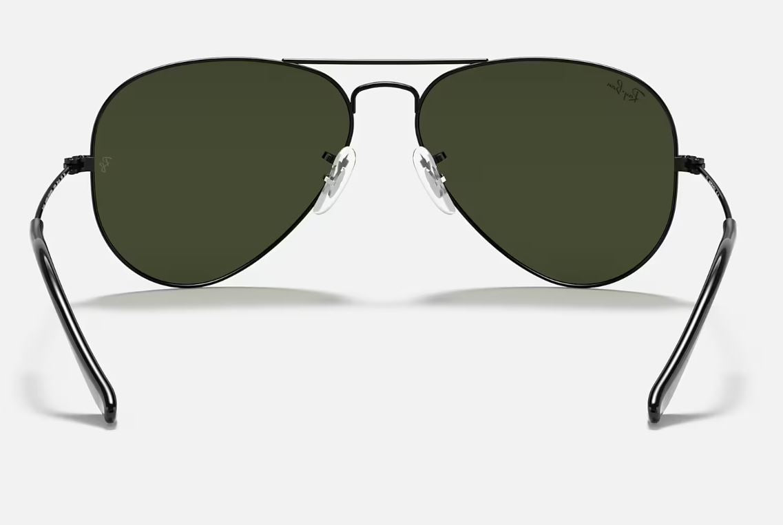 Mens Ray Ban Sunglasses Rb3025 Aviator Classic Polished Black/ Green Sunnies