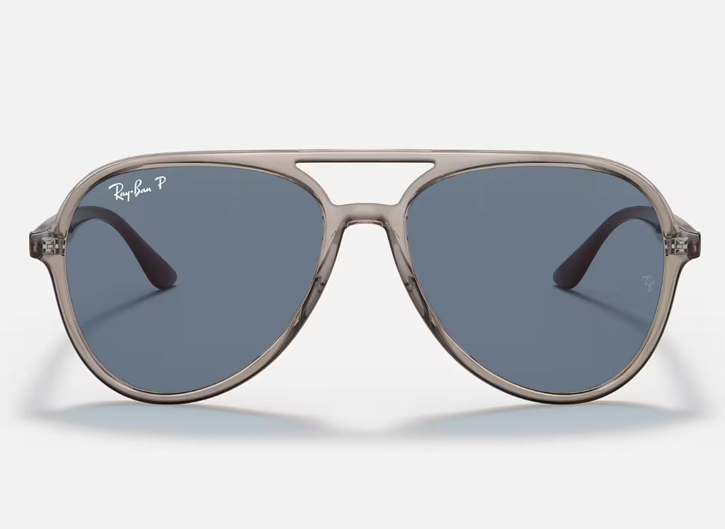 Unisex Ray Ban Sunglasses Polarised Rb4376 Transparent Grey/ Blue Sunnies