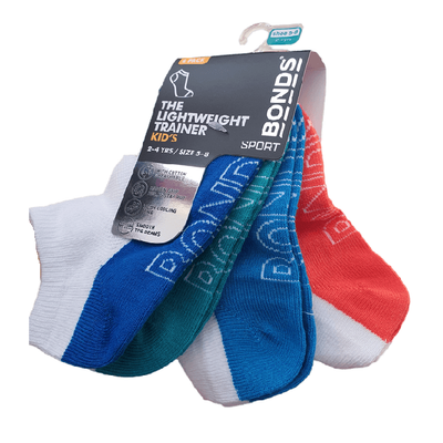 12 Pairs Bonds Kids Socks Boys Lightweight Low Cut White Blue Teal Orange 05K