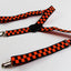 Boys Adjustable Orange & Black Checkered Patterned Suspenders