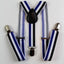 Boys Adjustable Black, White & Blue Striped Patterned Suspenders