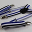 Boys Adjustable Black, White & Blue Striped Patterned Suspenders