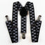 Boys Adjustable White & Black Checkered Patterned Suspenders