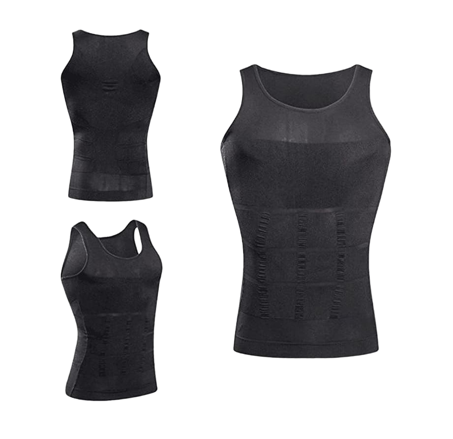 Slimming Tank Top Mens Body Shaper Compression Vest Top Singlet Black White