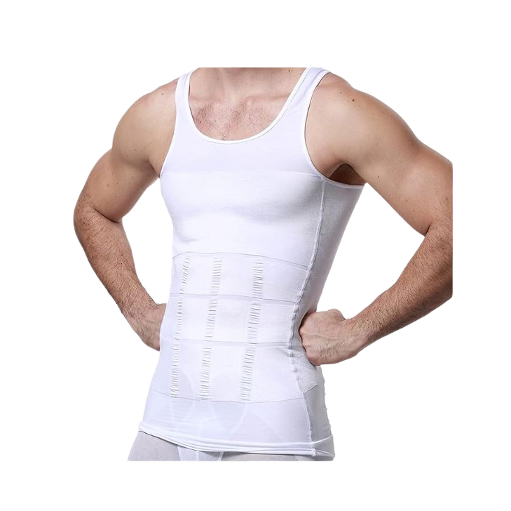 Slimming Tank Top Mens Body Shaper Compression Vest Top Singlet Black White