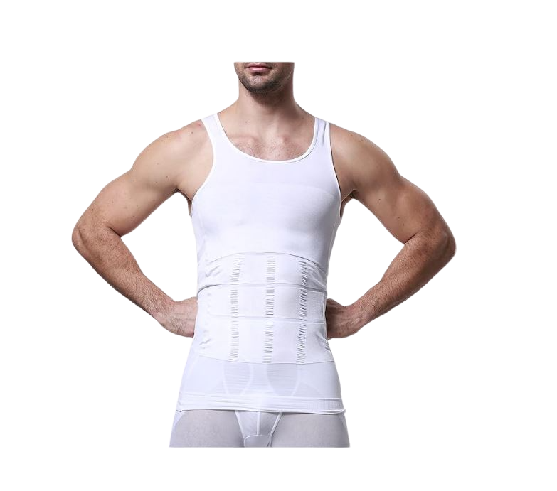 Slimming Tank Top Mens Body Shaper Compression Vest Top Singlet Black White