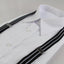 Mens Adjustable Black And 2 White Stripes Patterned Suspenders