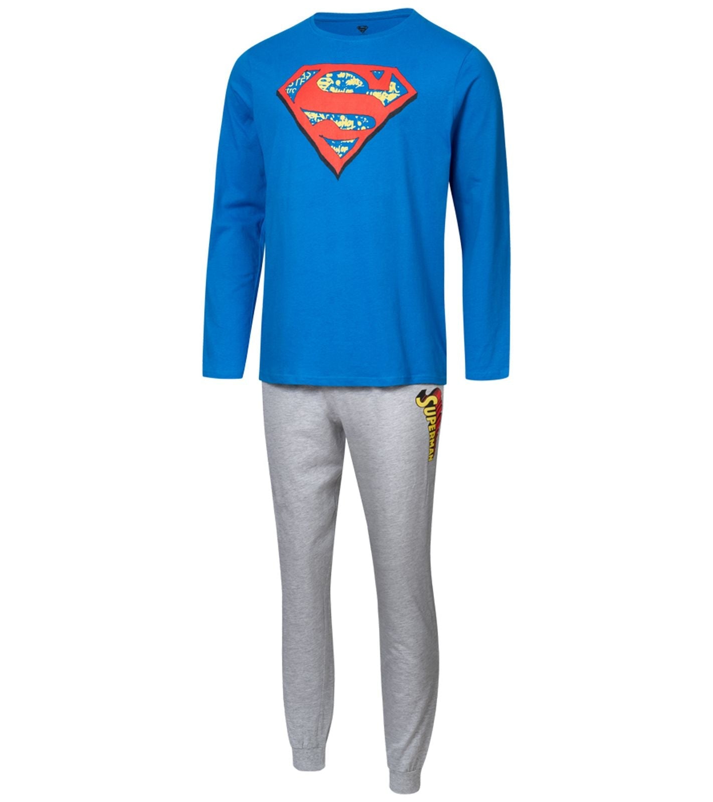 Mens Superman Pyjamas Pyjama Tracksuit Adult Super Man Sleep Set