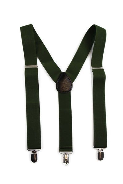 Wide Heavy Duty Adjustable 100cm Olive Adult Mens Suspenders