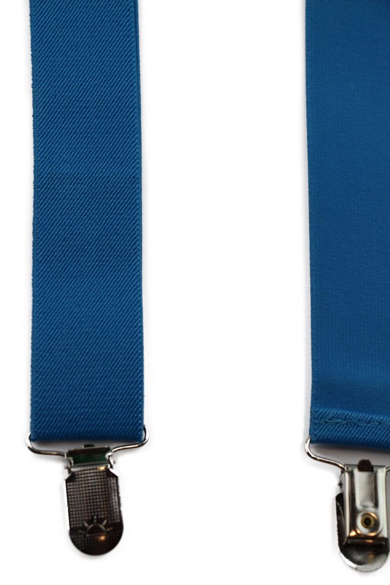 Wide Heavy Duty Adjustable 100cm Light Blue Adult Mens Suspenders