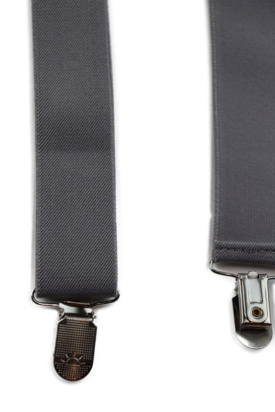 Wide Heavy Duty Adjustable 100cm Silver Adult Mens Suspenders