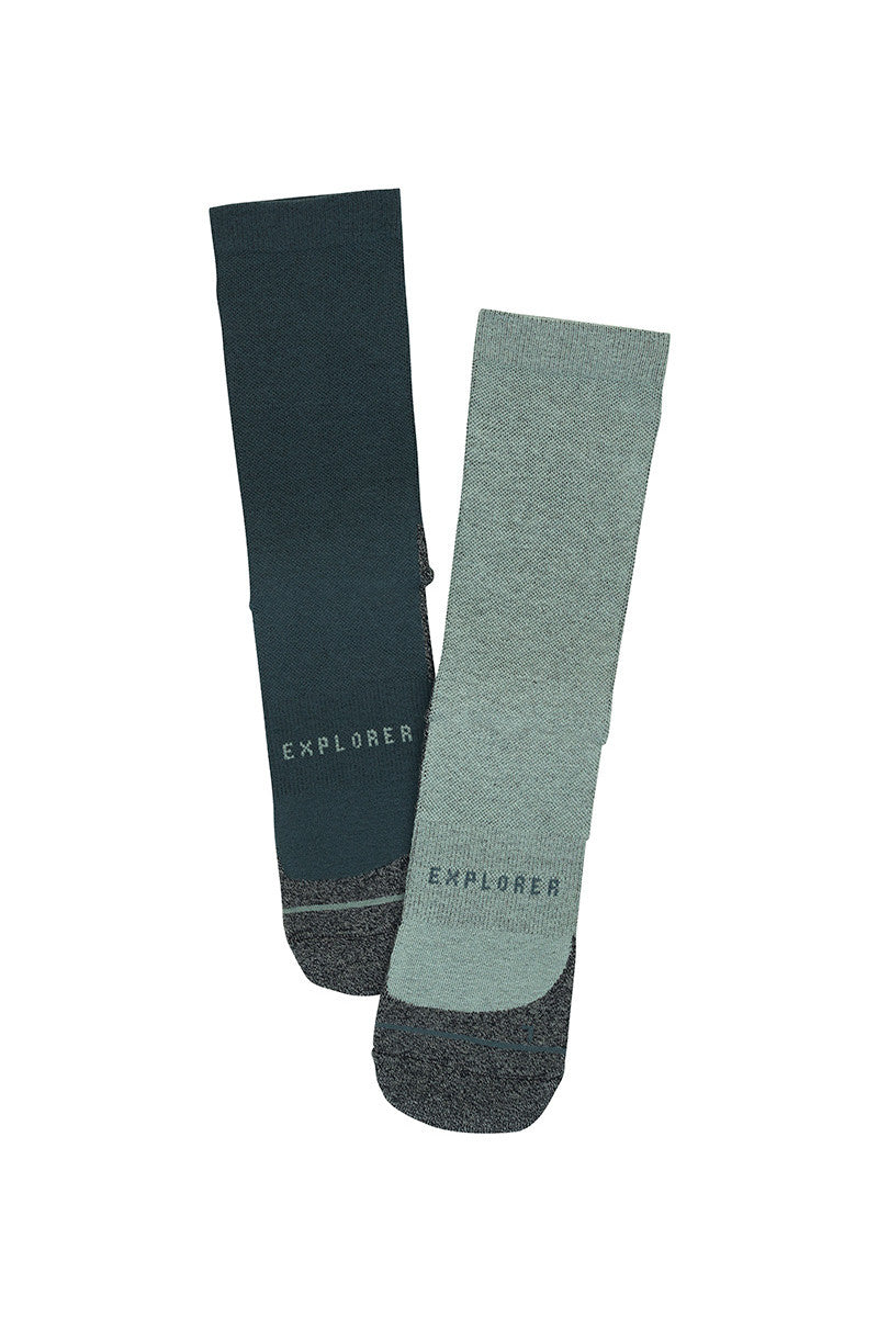 4 Pairs X Bonds Explorer Light Tough Crew Cotton Blend Socks - Grey 04K Print