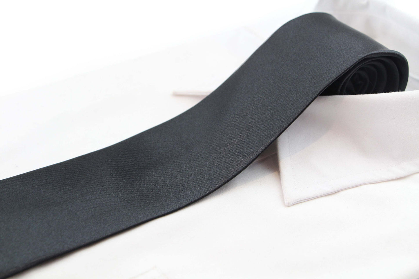 Mens Black 8cm Plain Neck Tie