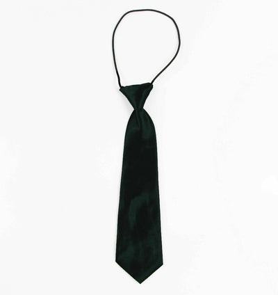 Kids Boys Bottle Green Elastic Plain Neck Tie