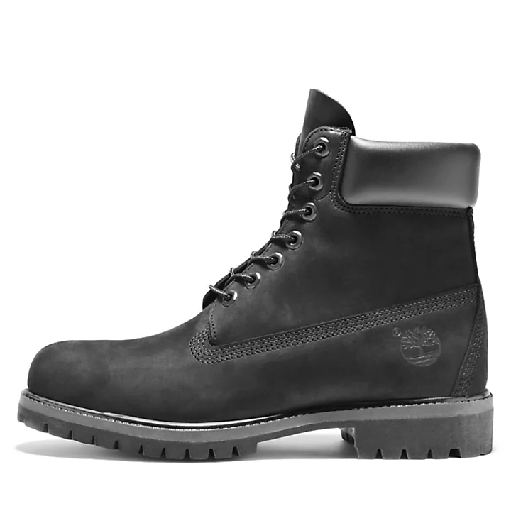 Timberland Mens 6-Inch Premium Black Nubuck Waterproof Boots