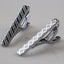 Mens Silver Diagonal Check Tie Clip Clasp