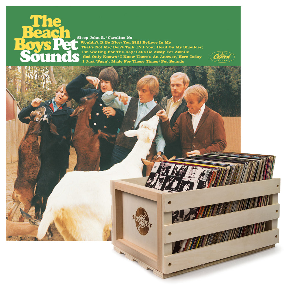 Crosley Record Storage Crate & The Beach Boys Pet Sounds - Vinyl Album Bundle