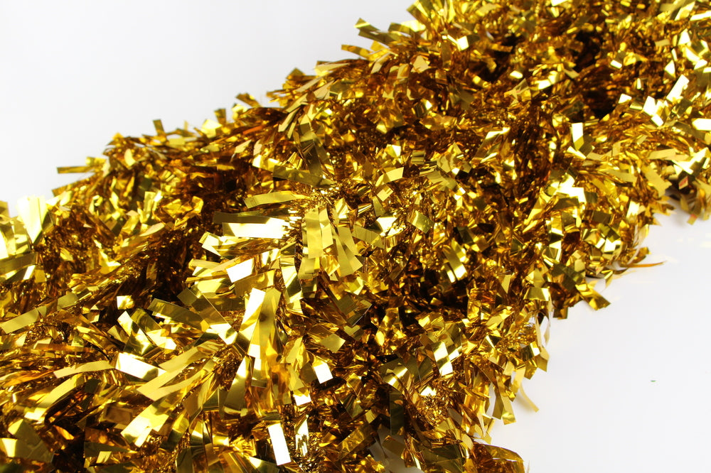 20 X Christmas Tinsel Thick Xmas Garland Tree Decorations - Gold
