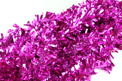 15 X Christmas Tinsel Thick Xmas Garland Tree Decorations - Hot Pink