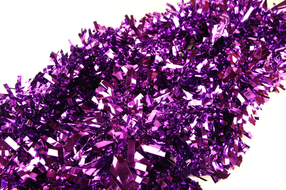 50 X Christmas Tinsel Thick Xmas Garland Tree Decorations - Purple