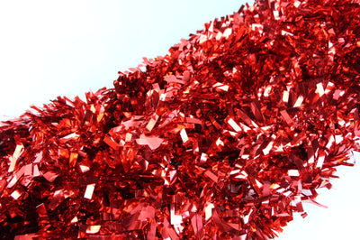 25 X Christmas Tinsel Thick Xmas Garland Tree Decorations - Red