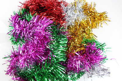 5 x Christmas Tinsel Thin Xmas Garland Tree Decorations - Assorted Pack