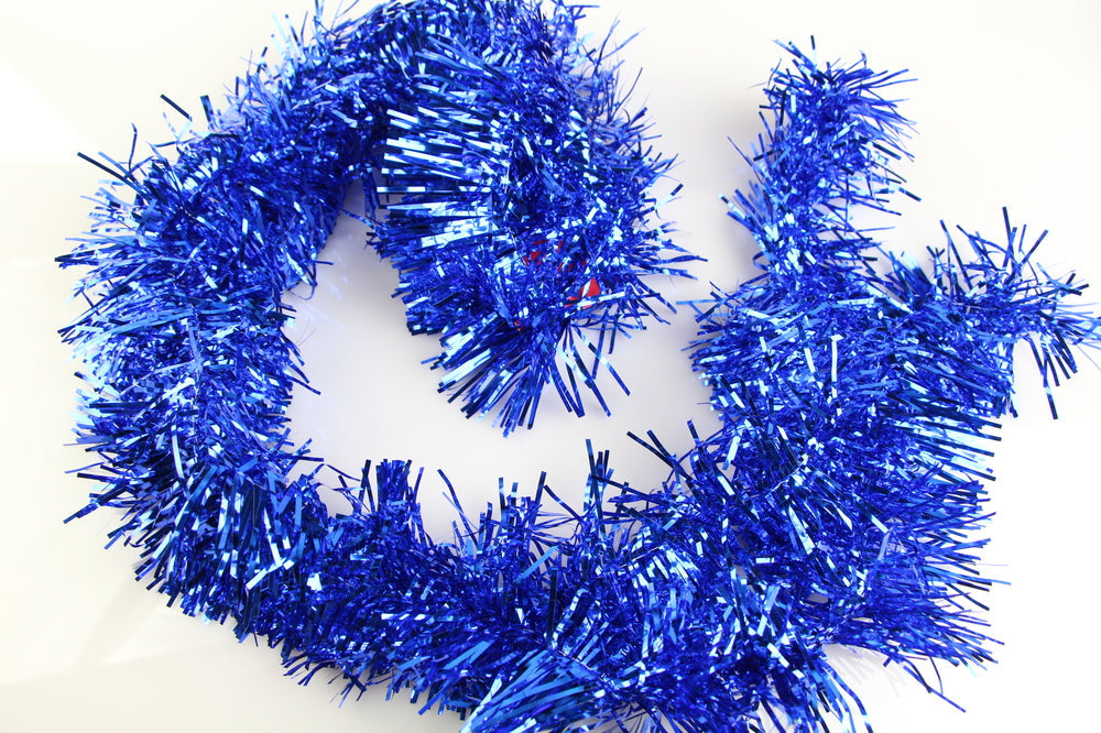 5 x Christmas Tinsel Thin Xmas Garland Tree Decorations - Royal Blue