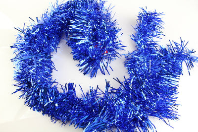 20 X Christmas Tinsel Thin Xmas Garland Tree Decorations - Royal Blue