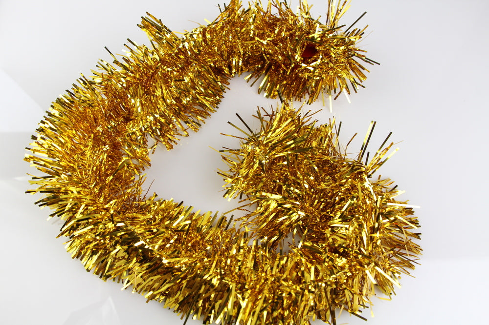 5 x Christmas Tinsel Thin Xmas Garland Tree Decorations - Gold