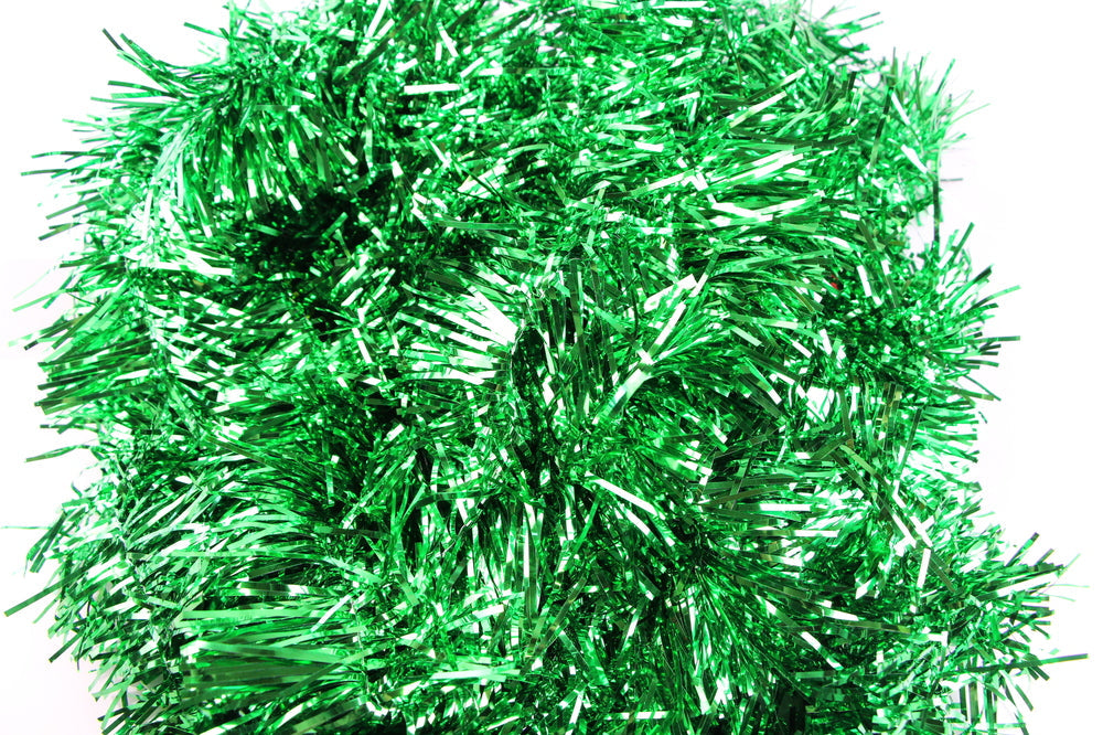 5 x Christmas Tinsel Thin Xmas Garland Tree Decorations - Green