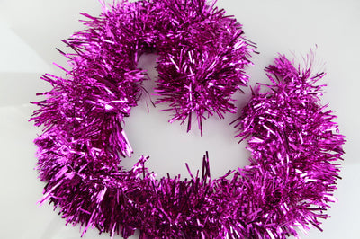 20 X Christmas Tinsel Thin Xmas Garland Tree Decorations - Hot Pink