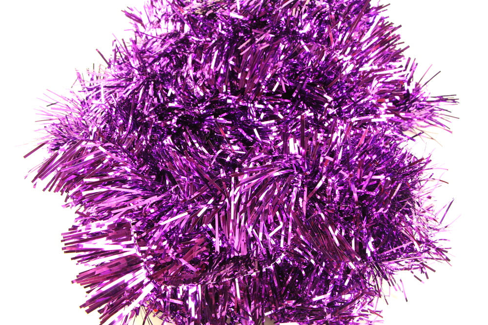 5 x Christmas Tinsel Thin Xmas Garland Tree Decorations - Purple