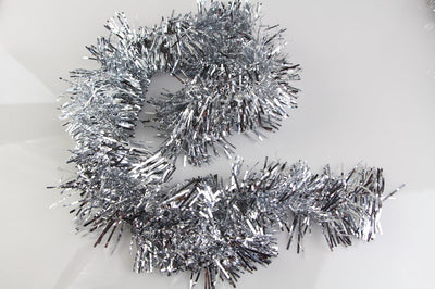 15 X Christmas Tinsel Thin Xmas Garland Tree Decorations - Silver