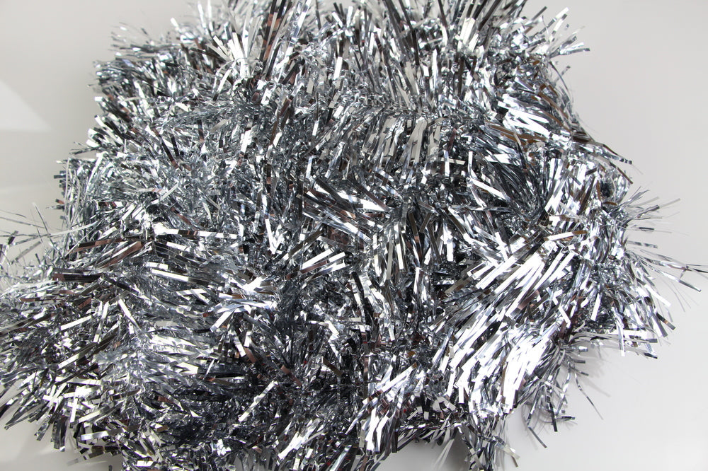 15 X Christmas Tinsel Thin Xmas Garland Tree Decorations - Silver