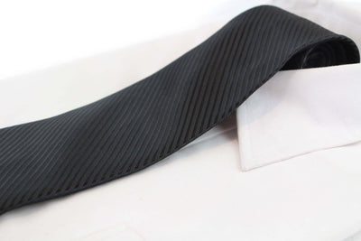 Mens Black Striped 10cm Classic Neck Tie