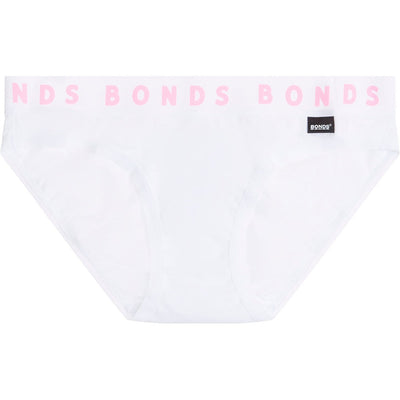 1 x Bonds Girls Stretchies Bikini Underwear Brief Kids Undies Knickers White