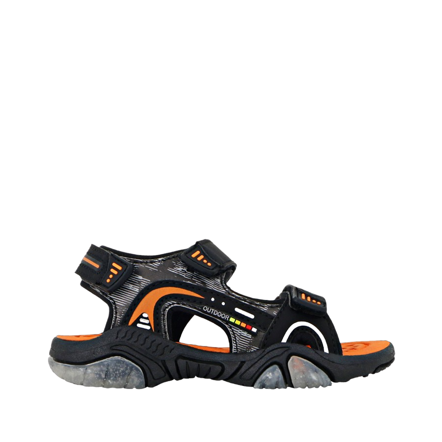 Kids Lightning Bolt Boys Lawson Black/ Orange Strap Sandals