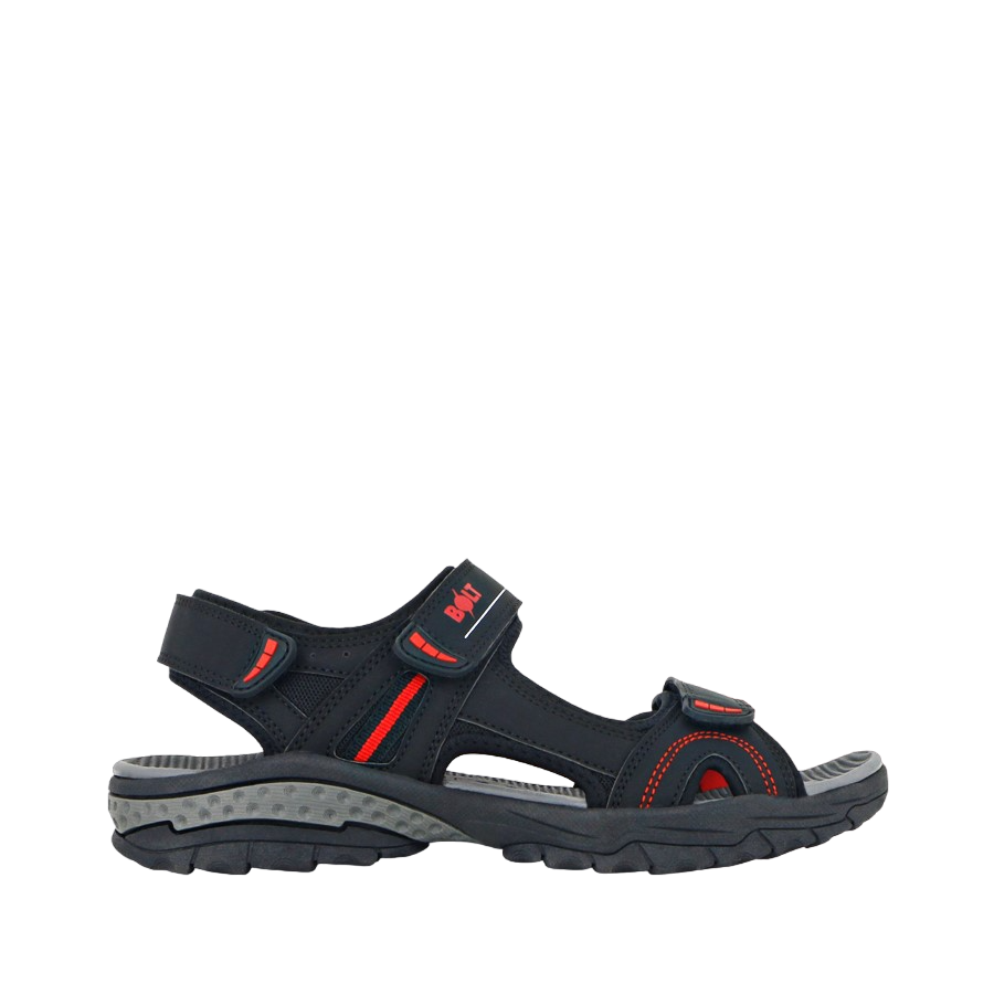 Mens Lightning Bolt Bruce Black/Red Strap Sandals