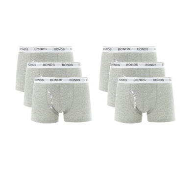 6 x Mens Bonds Guyfront Trunks Underwear Undies Grey Marle