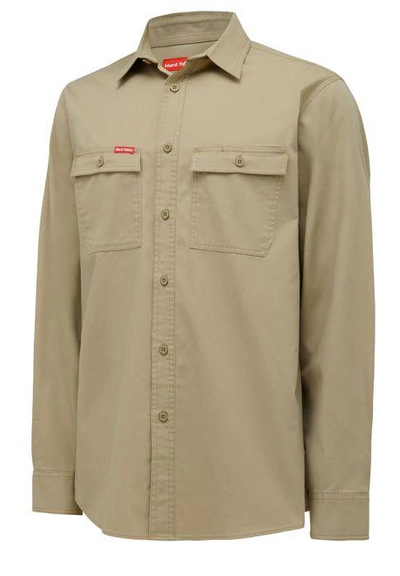 Mens Hard Yakka Heritage Workers Long Sleeve Shirt Workwear Khaki Y04425