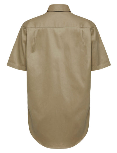 Mens Hard Yakka Short Sleeve Lightweight Drill Ventilated Shirt Khaki